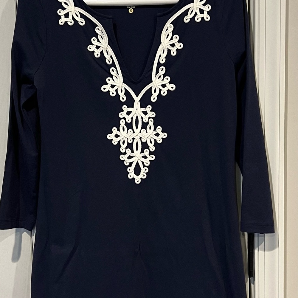 Lilly Pulitzer Blue Embellished Tunic with V-Neck
